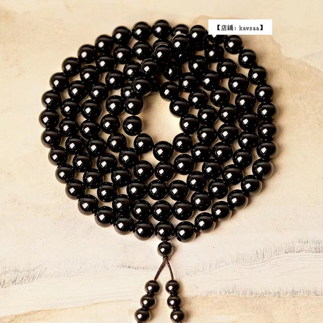 SHANG FENG 天然黑曜石手串 108顆佛珠 男女適用