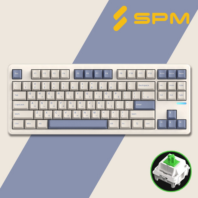 SPM PL87W 몽돌 87키 무선 기계식 키보드, 제조사축, 몽돌 화이트축, 베이지