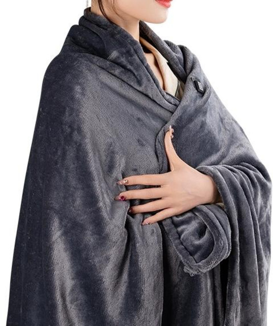 극세사 진기 온열 담요 무선 휴대용 캠핑 차박 USB 온열 담요, 찐회색, 80 x 150 cm