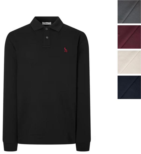 [24FW][스테디셀러] 헤지스 남성 단색 면 긴팔 카라 티셔츠