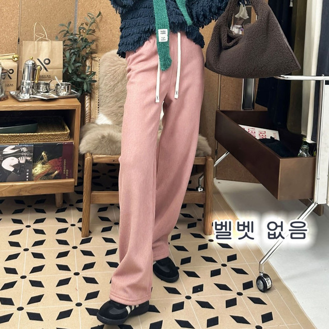 [이이왕] 코르덴 와이드 릴렉스 슬랙스 여자 가을겨울 신상품 슬렉스 미드 미들 하이 웨이스트 일자 날씬해 보이는 팬츠 기모 두꺼운 보온 롱 바지