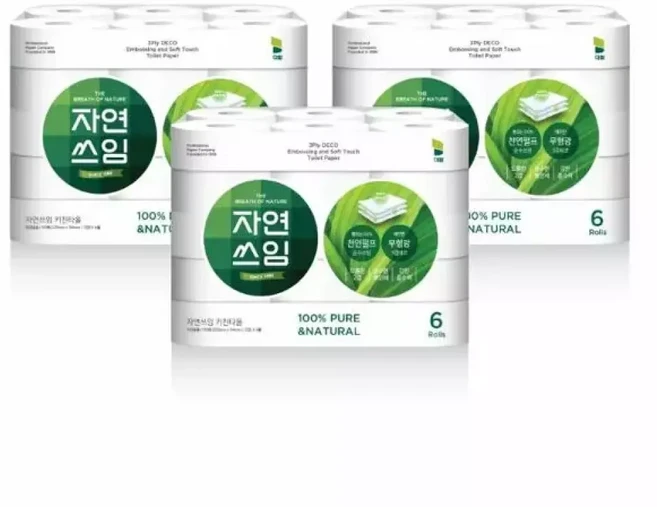 온누리상품 대왕 자연쓰임 천연펄프 키친타올 150매 6입 3팩 총18롤, 6, 1개