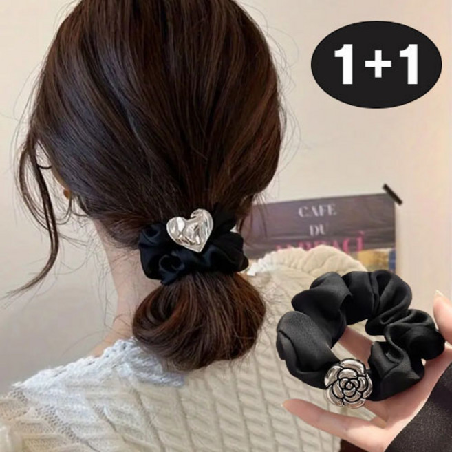 <쿨썸머득템>공주마마/실버로즈앤하트헤어슈슈(1+1)