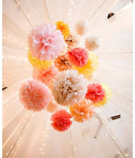DIY紙花球 婚禮佈置 派對佈置道具, 1個, Multicolor