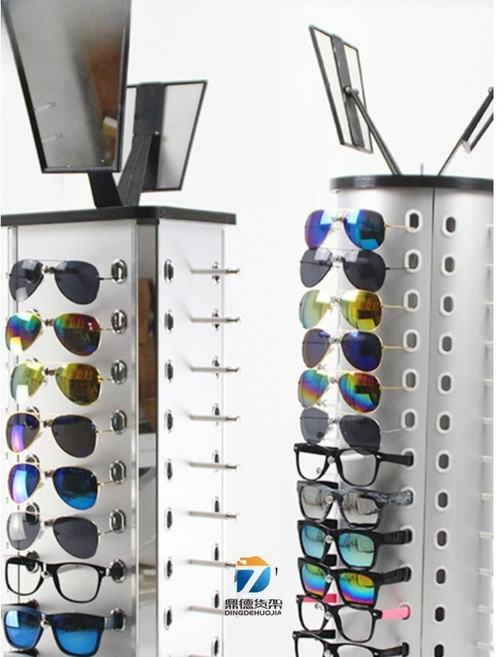안경 진열대 회전식 선글라스 디스플레이, 1개, 거울 정사각 44쌍