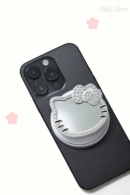 맥세이프 휴대폰 고양이 거울 스마트톡 자석 거치대 그립톡, 실버, 1개