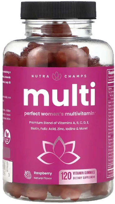 뉴트라챔스 우먼 멀티비타민 올인원 종합 비타민 라즈베리맛 120구미젤리 콜린이노시톨, 120정, 1개 - 쿠팡