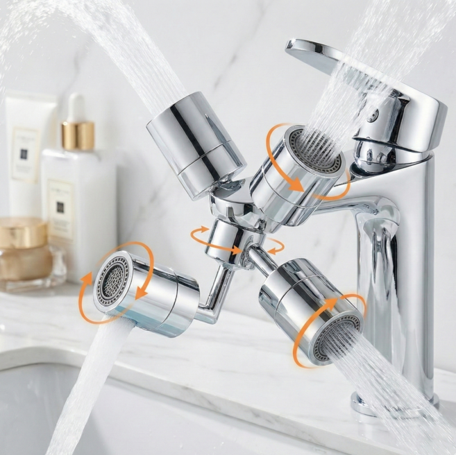 1평욕실 1080도 회전 세면대 워터탭 아기비데 필터 수전 양치 수도꼭지 연장, 1개