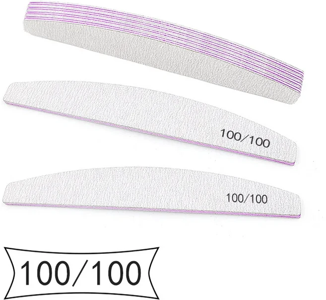 10 개/몫 네일 믹스 컬러 80/100/150/180/240 그릿 전문 사포 큐티클 리무버 버퍼 매니큐어 도구 세트, 04 Purple 10pcs 100 100