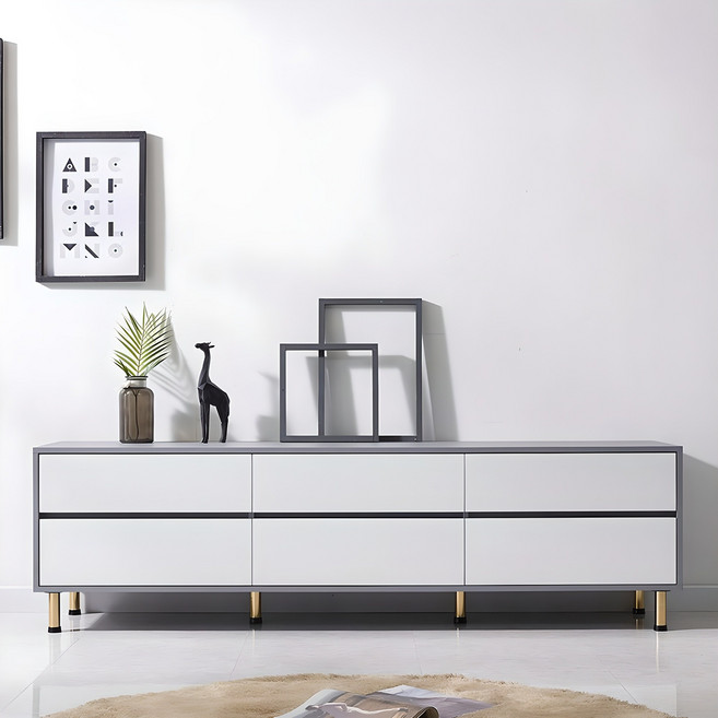 [아트랙] 샤인 2단 1200 1500 1800 거실장 2단거실장 tv다이 협탁 거실장세트 (색상5종), 그레이/화이트