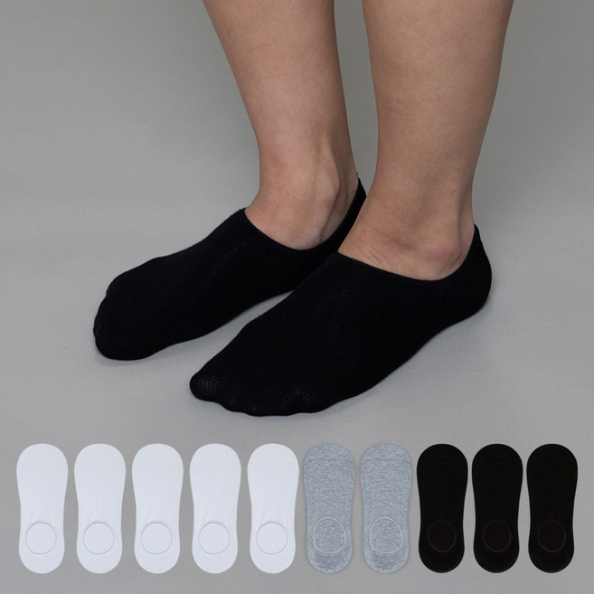 비바슈슈 남성용 벗겨지지않는 발등덮는 면페이크삭스 10켤레