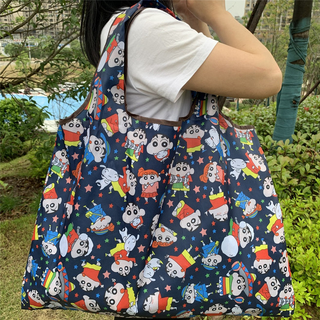 (당일발송) 짱구 장바구니 접이식 에코백 집들이 선물 답례품, 네이비, 네이비, 1개