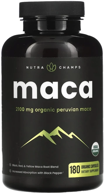 몸관리하세요 겨울입니다 NutraChamps 마카 2100mg 유기농 캡슐 180정(캡슐 1정당 700mg) 특별관리진행, NutraChamps마카2100mg유기농캡슐180정캡슐, 1개, 180정 - 쿠팡