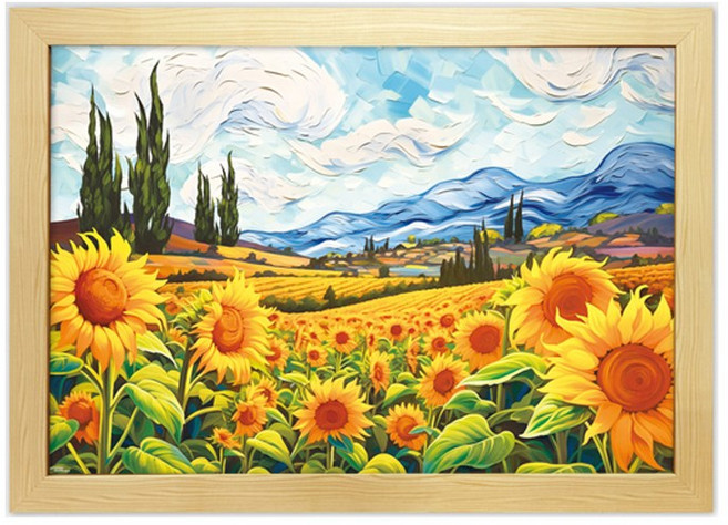 토이앤퍼즐 맑은 하늘과 해바라기들판 1000피스 직소퍼즐액자 TPD10-1039, 퍼즐+우드미송액자, 1개