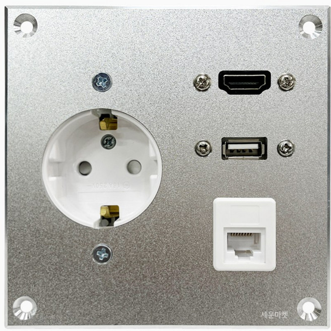 [당일발송 / 17시마감] 벽면 HDMI LAN 전원 USB 알루미늄 월플레이트 판넬 파워콘센트 국산, 일자