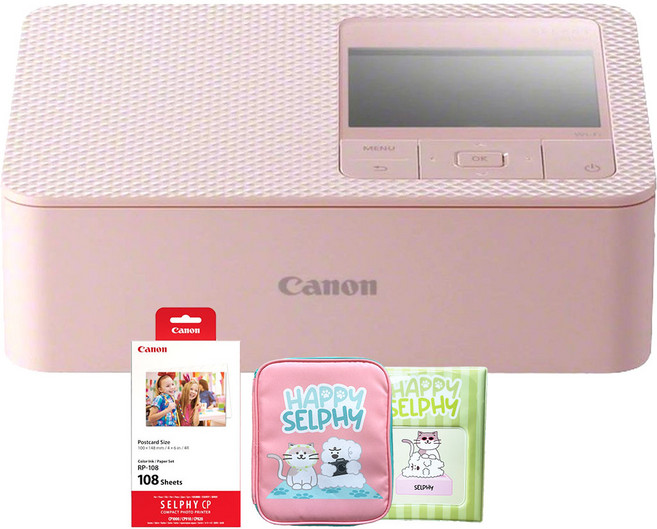 캐논 포토프린터 셀피 CP1500 + 캐노니 한정판 패키지(포토앨범 전용파우치) + RP-108 용지, 핑크