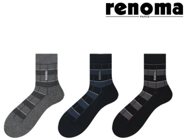 [레노마_양말] 남성 체크 중목 신사정장양말 RM1308