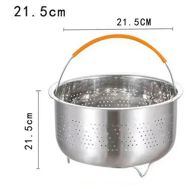 스테인레스 스틸 기선 랙 삽입 냄비 손잡이 김이 나는 트레이 쌀 압력 밥솥 바구니 주방 요리 도구, 03 21.5cm height