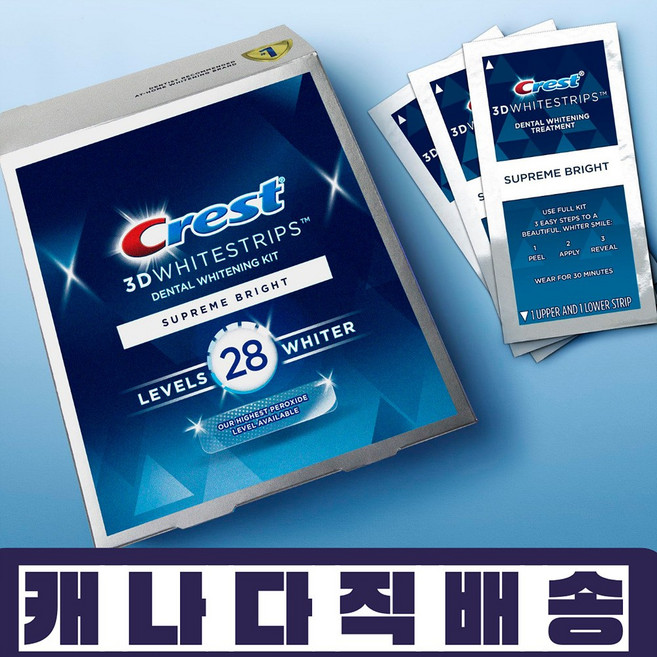 치아미백 스트립 크레스트 28레벨 21회분 화이트닝 캐나다내수용, 1개