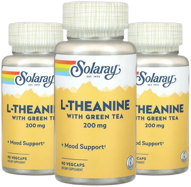 솔라레이 L 테아닌 엘테아닌 녹차 함유 베지 캡슐 90정 2+1, 3개 - 쿠팡