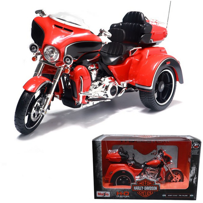 마이스토 1:12 할리데이비슨 트라이크 2021 CVO Tri GLIDE 다이캐스트 오토바이모형 바이크피규어, 오렌지, 1개
