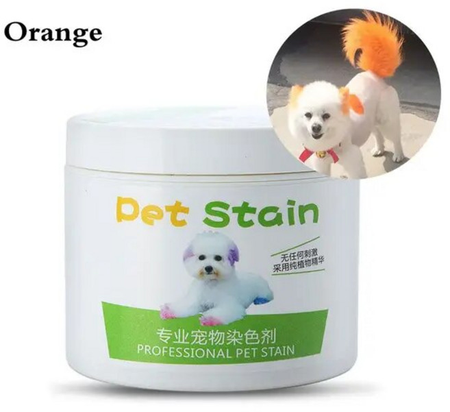 강아지 염색약 고양이 전문 애완 동물 얼룩 항 알레르기 개 털 염색 크림 착색제 무자극 무독성 액세서리 100ml, 없음, 2) orange, 1개