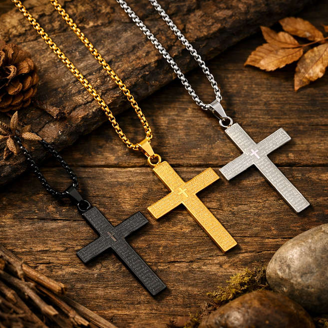십자가목걸이 남녀공용 큰십자가 각인목걸이 코디아이템 유니크 디자인 SP033