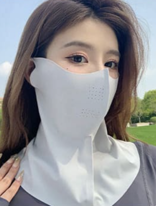 아이스 쿨링 자외선 차단 마스크 목 가리개 여성용 골프 등산 낚시 야외활동 숨쉬는 메쉬 넥커버, 그레이, 1개