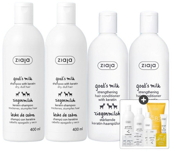 (폴란드 No.1) 지아자 산양유 샴푸 400ml 2개 + 산양유 컨디셔너 200ml 2개, 1세트