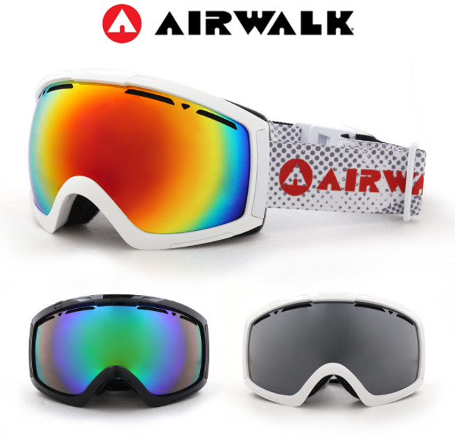 에어워크 AW-618 더블미러렌즈 보드 스키고글 안경용, 화이트-레드미러, 1개