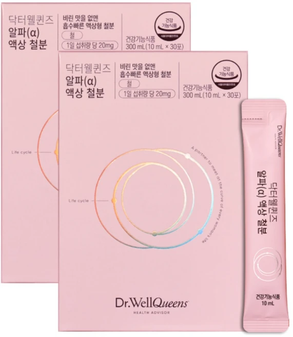 닥터웰퀸즈 알파 임산부 어린이 액상철분, 300ml, 2개 - 쿠팡