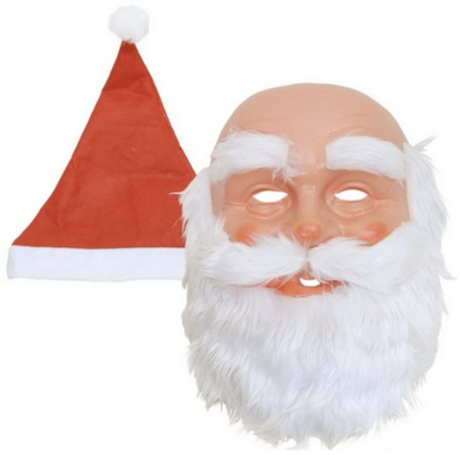 스투피드 크리스마스 산타 할아버지 코스프레 가면 21 x 29 cm+ 모자 29 x 36.5 cm 세트, 2세트