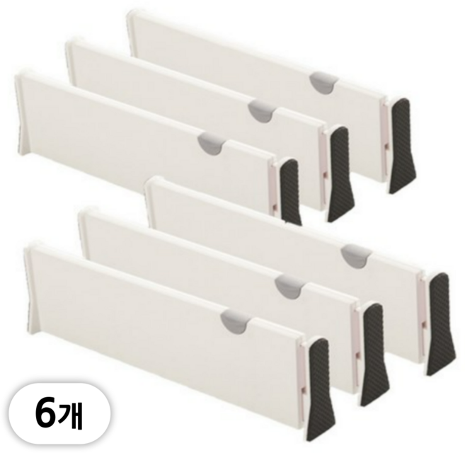 라이프업 튼튼한 서랍 길이조절 칸막이 파티션, 화이트, 6개