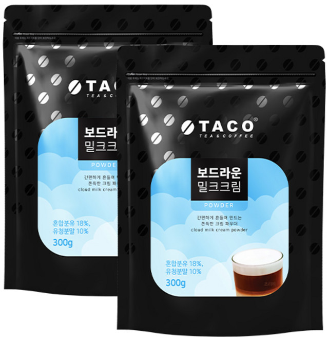 타코 보드라운 밀크 크림 파우더, 300g, 2개