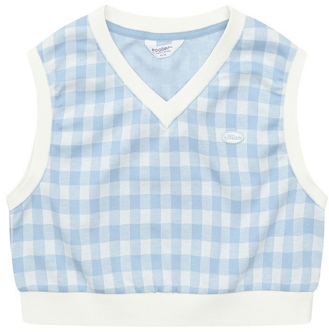 에꼴리에 여아 체크 브이넥 베스트 23A5155 BL