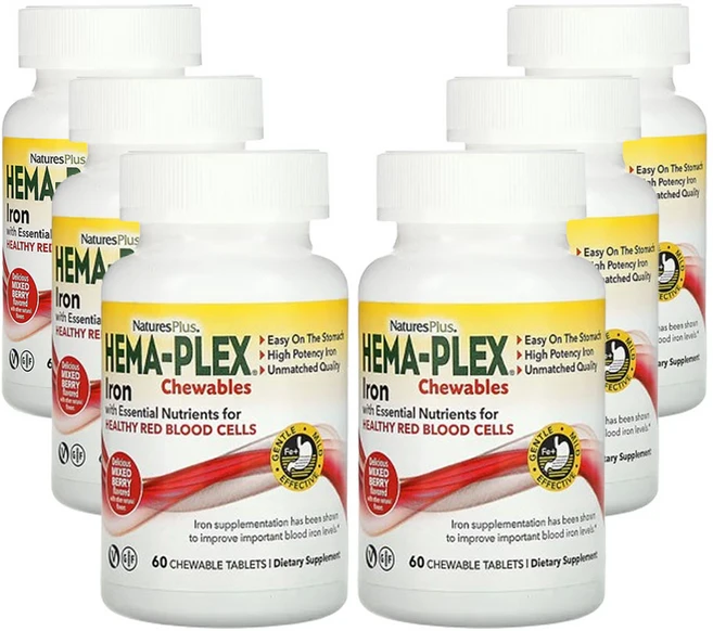 네이쳐스플러스 헤마-플렉스 츄어블 철분 혼합 베리 츄어블, 6개, 60정 - 쿠팡