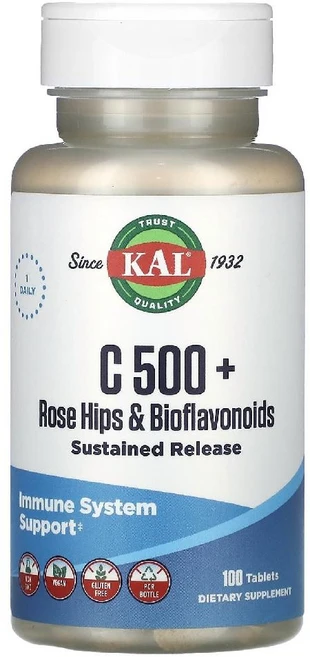KAL C 500 + 로즈힙 및 바이오플라보노이드 100정 KAL (칼), 1개 - 쿠팡