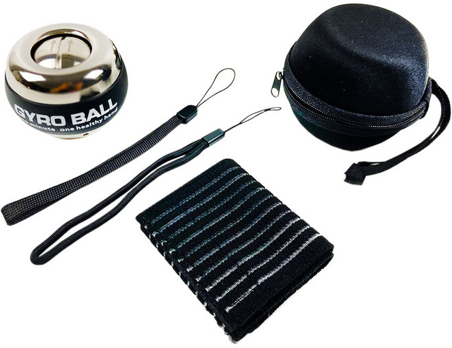 깔끔더하기 자이로볼 손목 운동 기구+팔목보호대+보관케이스+손목스트랩, 1개