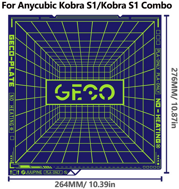 주핀 GECO 플레이트 밤부랩 H2D X2D 콜드 빌드 플레이트 H2S 슈퍼택 베드 P2S PLA 밤부 플레이트용 X1C A1 글레이셔, 1pcs, For Kobra s1