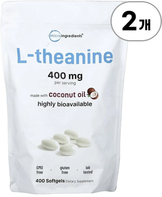 마이크로 인그리디언츠 L-테아닌 200mg Micro Ingredients L-Theanine 200 mg 400정, 2개 - 쿠팡