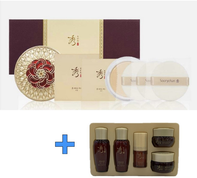 수려한 채화윤 팩트 기획(21호 23호 택)+추가 발효 5종 기프트, 23호 진한 살구빛