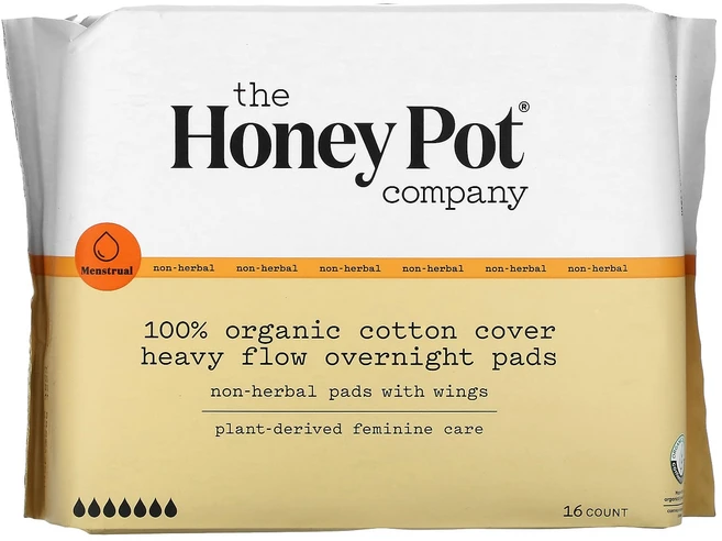 The Honey Pot Company 100% 유기농 순면 커버 헤비 플로 오버나이트 패드 16개입, TheHoneyPotCompany100유기농순면커버헤비, 오버나이트/슈퍼플러스, 1개 - 쿠팡