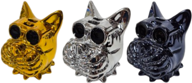 차량 방향제 케이스 명품 프렌치불독 송풍구및 부착형, 골드+실버+블랙, 1개