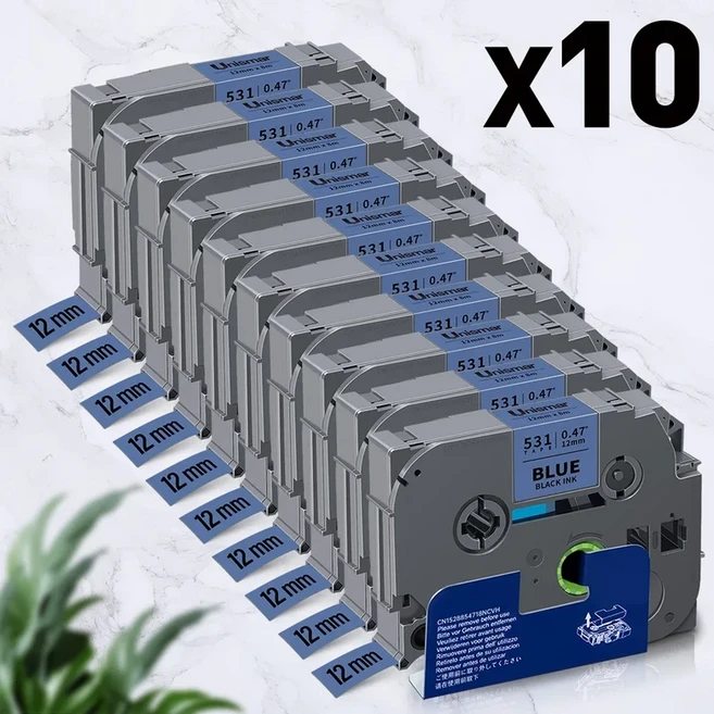 5PK/10PK 6/9/12mm TZe231 Brother P-touch 프린터용 TZe-White-Tape 라미네이션 라벨과 호환 가능, 03 12mm, 04 10PK Black on Blue