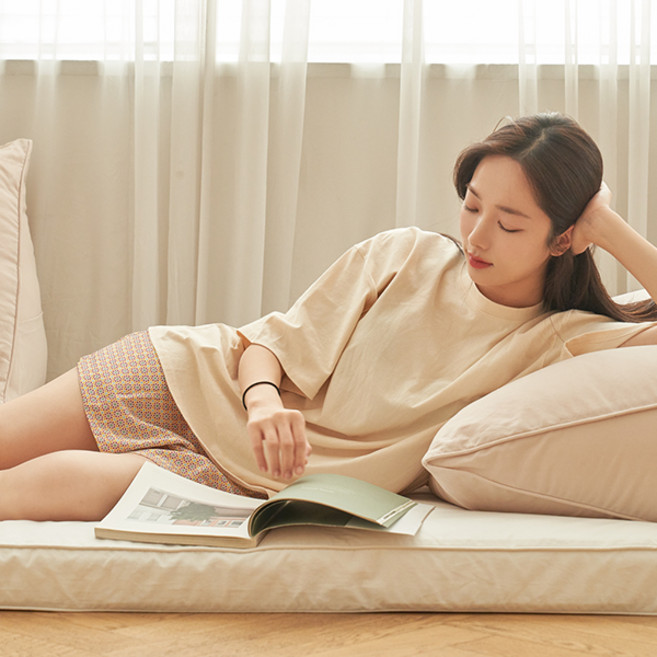 [유즈] 플레인 대방석 토퍼 슈퍼싱글세트 3컬러 택1, 슈퍼싱글_베이비핑크, 등받이_샌드베이지