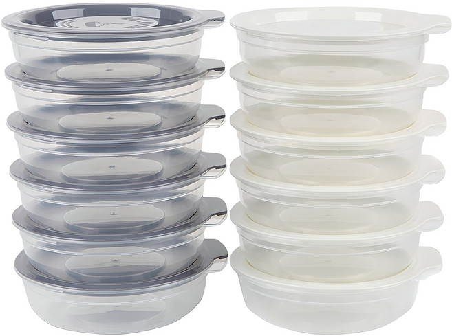 이지앤프리 이지쿡 패밀리 홈세트 24P, 1세트, 450ml(12p) + 뚜껑 그레이(6p) + 뚜껑 화이트(6p)