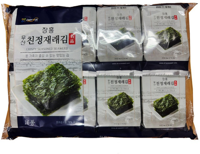 [대륙식품] 장흥무산 친정재래김 16단, 16개, 4g