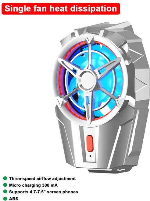 휴대 전화 쿨러 듀얼 RGB 냉각 팬 전화 라디에이터 Xiaomi 쿨러 방열판 게임 Pubg Genshin 영향 냉각, [06] Silver fan black, [03] Single fan black C, 1개