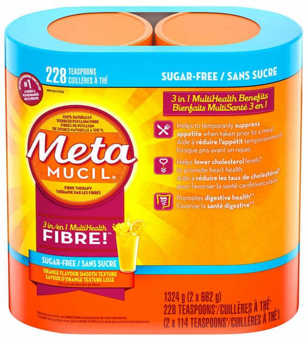 Metamucil 메타무실 3 in 1 멀티헬스 섬유 보충제 무설탕 228도스, 1개