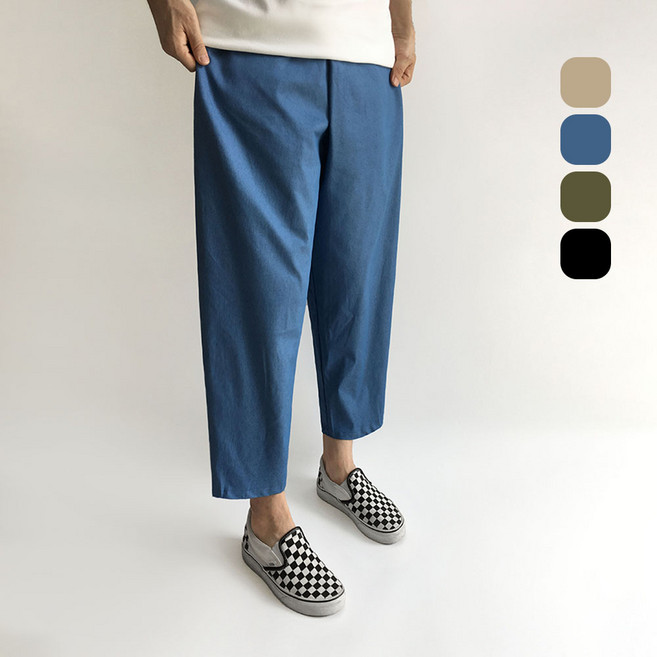 [황제패밀리] 남자 통바지 9부 밴딩 벌룬 와이드 팬츠